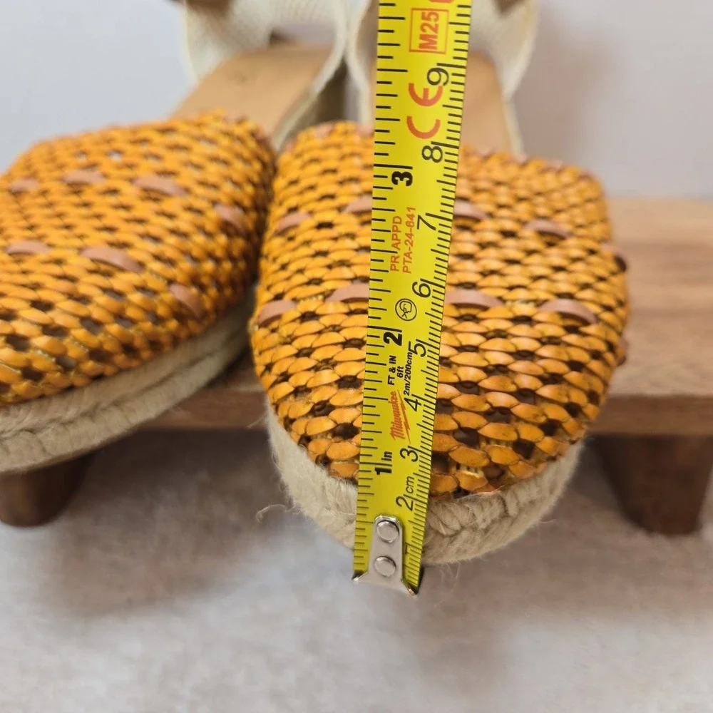 Pinaz Espadrille Wedges Women‎ EU 40 US 9 Tan Woven Leather Jute Ankle Strap...